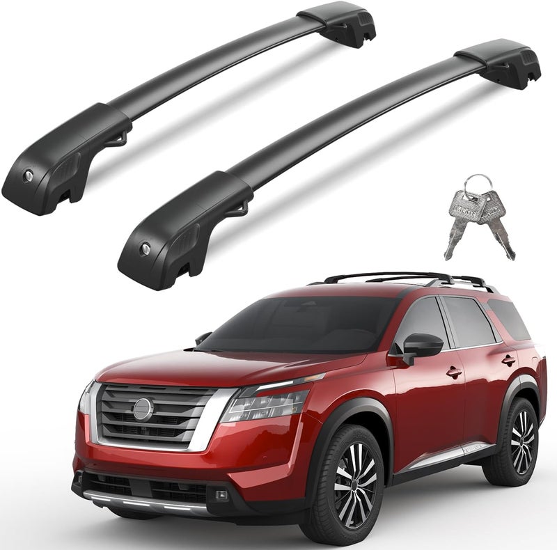wonderdriver Lockable 300lb Roof Rack Cross Bars Compatible with Nissan Pathfinder 2022 2023 2024 2025 SV SL Platinum with Raised Side Rails, Heavy Duty Aluminum Roof Rails Crossbars - Image 1